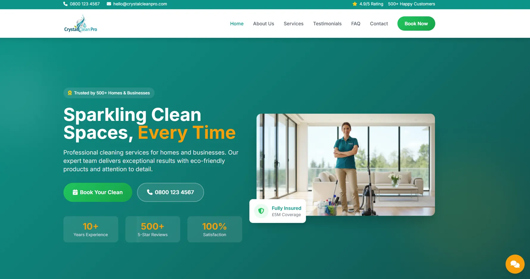 Crystal Clean Pro - Cleaning Service Website Template